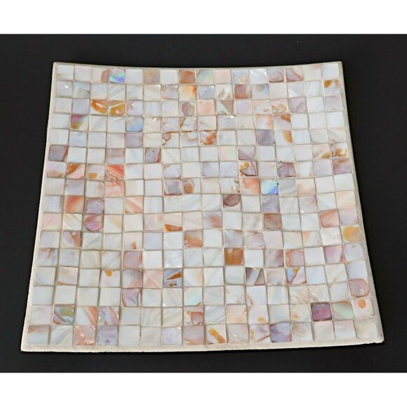 Handmade Mother Of Pearl Mosaic Square Decorative Plate - Picture 6 of 7